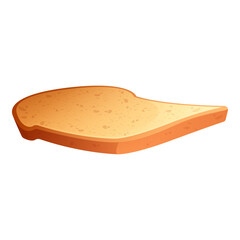 Illustrated single slice of toasted bread with a soft, golden brown color, ready to eat and enjoy
