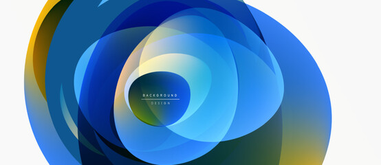 Abstract flowing shapes, blue hues dominate. Gradient colors create dynamic visual effect. Modern design element.