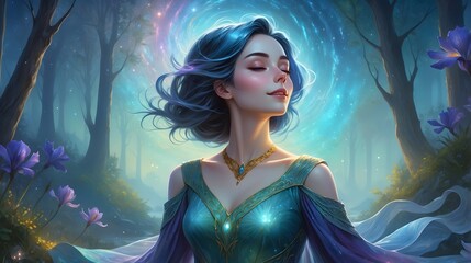 Fantasy-Portrait - H&uuml;bsche Frau mit schwarzen Haaren