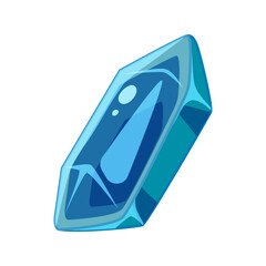 Vibrant blue elongated crystalline object with shimmering facets, perfect for fantasy game elements, mystical design projects, or modern graphic assets