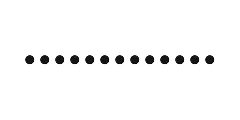 Dotted line from black dot circles of one size. Simple shape. Vector Illustration isolated on transparent