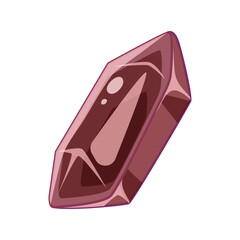 Abstract geometric crystal shape illustration, a faceted mineral gem with a deep red hue