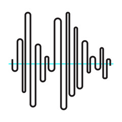 Abstract sound wave graphic with a light blue horizontal line representing audio visualization