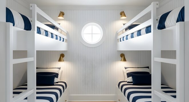 nautical themed bunk beds room coastal interior design - Powered by Adobe