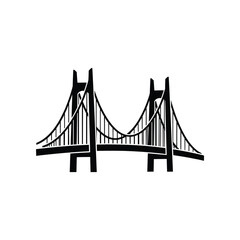 Modern Suspension Bridge Structure Vector Illustration