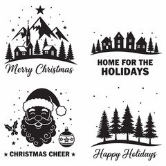 Christmas Village & Santa Claus SVG Designs Bundle