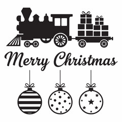 Christmas Train SVG Design with Ornaments & Gifts