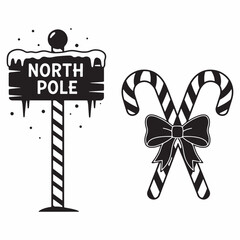 North Pole Signpost & Candy Cane Christmas SVG Bundle