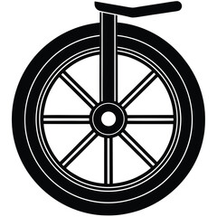 Minimal electric monowheel silhouette vector, self-balancing urban transport device, flat black icon © Evgenia