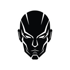 Aggressive Robot or Alien Head Vector Illustration