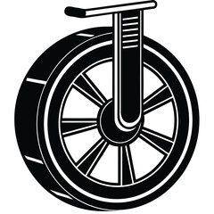Minimal electric monowheel silhouette vector, self-balancing urban transport device, flat black icon © Evgenia