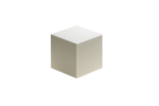 White cube with smooth surface and shadow isolated on transparent background