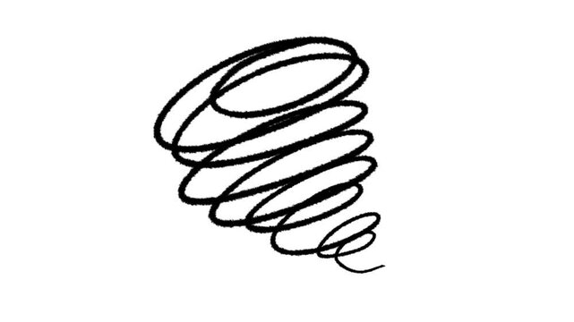 黒い線がグルグル巻きになった心のモヤモヤを表す手描きアイコン。ループする4Kアニメーションスタンプ