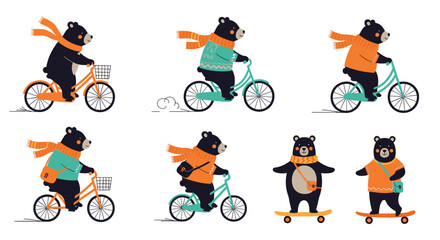 Whimsical bears enjoying various outdoor activities on a sunny day.