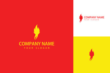 Fiery Logo Design with Abstract Flame and Company Name.