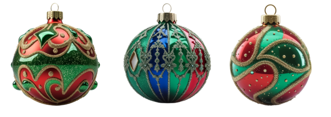 Beautiful Christmas tree ball isolated on transparent background