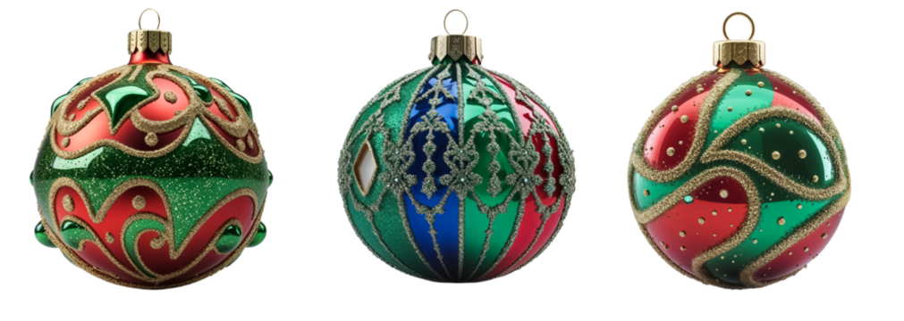 Beautiful Christmas tree ball isolated on transparent background