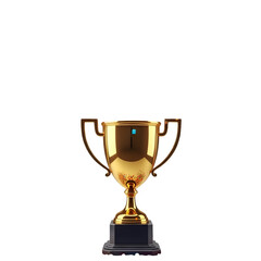 Golden Trophy with Blue Accent on Black Background