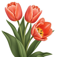 Vibrant Orange Tulips with Green Leaves