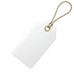 Blank White Tag with Twine String on Black Background