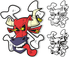 Cool Bull Skull Vector Illustration