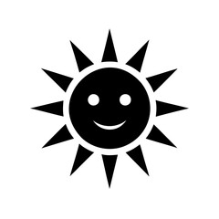 Cheerful Sun with Sharp Rays, a Glyph Style Illustration on White