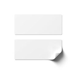 Rectagular stickers isolated on transparent background. Mockup of blank label. 3d rendering