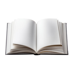 Open blank book with empty pages isolated on transparent background