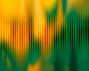 Green and orange abstract gradient with Thousand Glass Ripple Effect, glossy wavy glass distortion texture background, modern luminous design with soft motion blur and vibrant light flow.