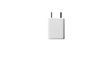 Minimalistic white charger on a black background, highlighting modern technology and simplicity