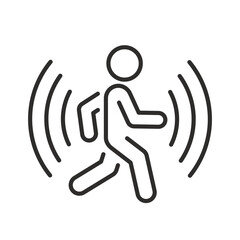 Motion Sensor Icon. Walking Man. Linear Vector Illustration.