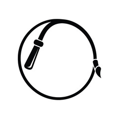 Artist Paint Brush Circle Frame Outline Vector Icon