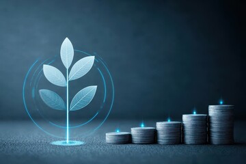 dynamic digital tree growing from gold coins representing the impact of gdp growth on investment value