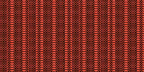 Red striped knitwear material backdrop. Knitting lined wear textile background. Seamless knit texture. Knitted clothes fabric surface pattern.