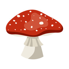 Amanita Muscaria Mushroom with Red Cap and White Spots - A Distinctive Fungus Illustration