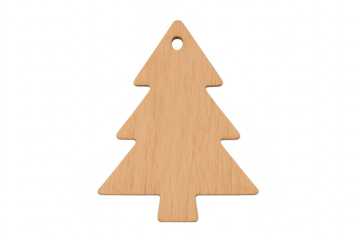 Wooden christmas tree decoration blank label on transparent background