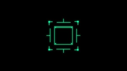 Medium green HUD Square searching target elements on isolated black background. Target searching scope and scanning element theme. - Powered by Adobe