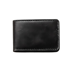 Sleek black leather wallet resting on a smooth surface, showcasing minimalist design and craftsmanship