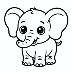 Fototapeta premium Charming vector elephant illustration for coloring books scalable eps file for download silhouette White background