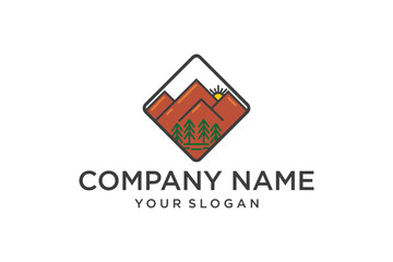 Mountain landscape logo design vector