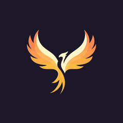 Obraz premium Abstract phoenix bird logo design in gradient colors on dark background