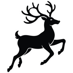 Reindeer Silhouette Vector  Minimal Christmas Deer Icon for Holiday Design