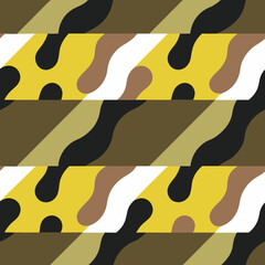 Abstract camouflage pattern with organic shapes and diagonal stripes