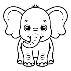 Obraz premium Charming baby elephant dotted line drawing vector illustration scalable eps icon for kids silhouette White background