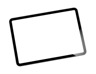 Floating Tablet with Blank Screen Isolated on Transparent Background, Ultra-Realistic High-Detail Mockup with Studio Lighting