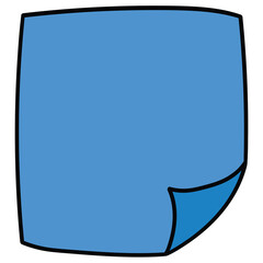 Hand-drawn cartoon blue empty note paper on a white background.