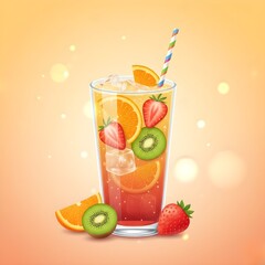 Tropical Fruit Punch &ndash; Fun Summer Vector Illustration