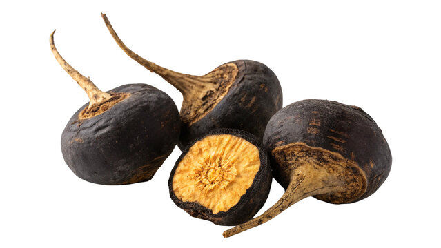 Healthy super food black maca isolated on transparent background