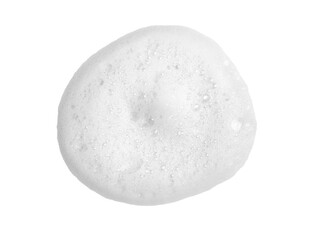 Round white soap foam bubble isolated on white background showing clean texture and freshness concept. Ideal for skincare, beauty, hygiene, cosmetic product design, and cleaning ads.