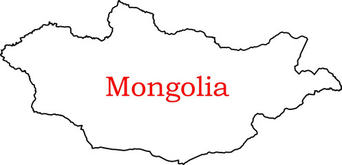 Mongolia Country Map and Flag Design